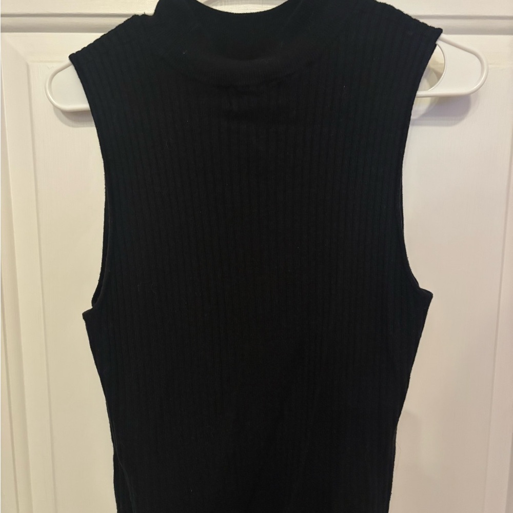 Marled Black Ribbed Mock Neck Tank